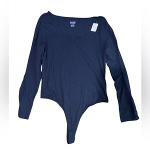 PINK Victoria's Secret Black Long Sleeve Bodysuit